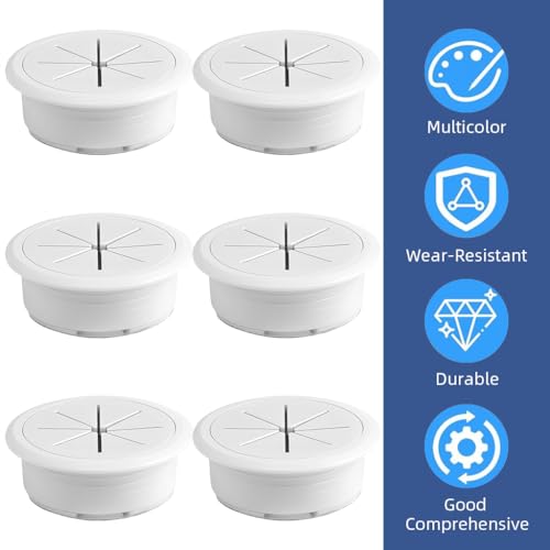 Serplex® 12PCS Desk Cable Grommets 2 Inches Circular Multi Management Organizer Office Decorative for Power Cords White Serplex® 12PCS Desk Cable Grommets 2 Inches Circular Multi Management Organizer Office Decorative for Power Cords White
